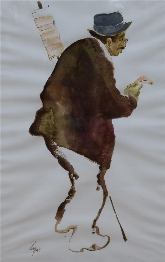 William Papas (1927-2000), watercolour, two figure studies